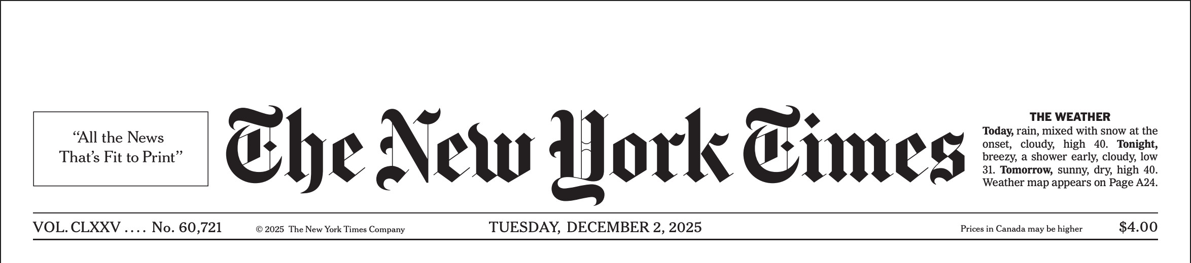 The New York Times header